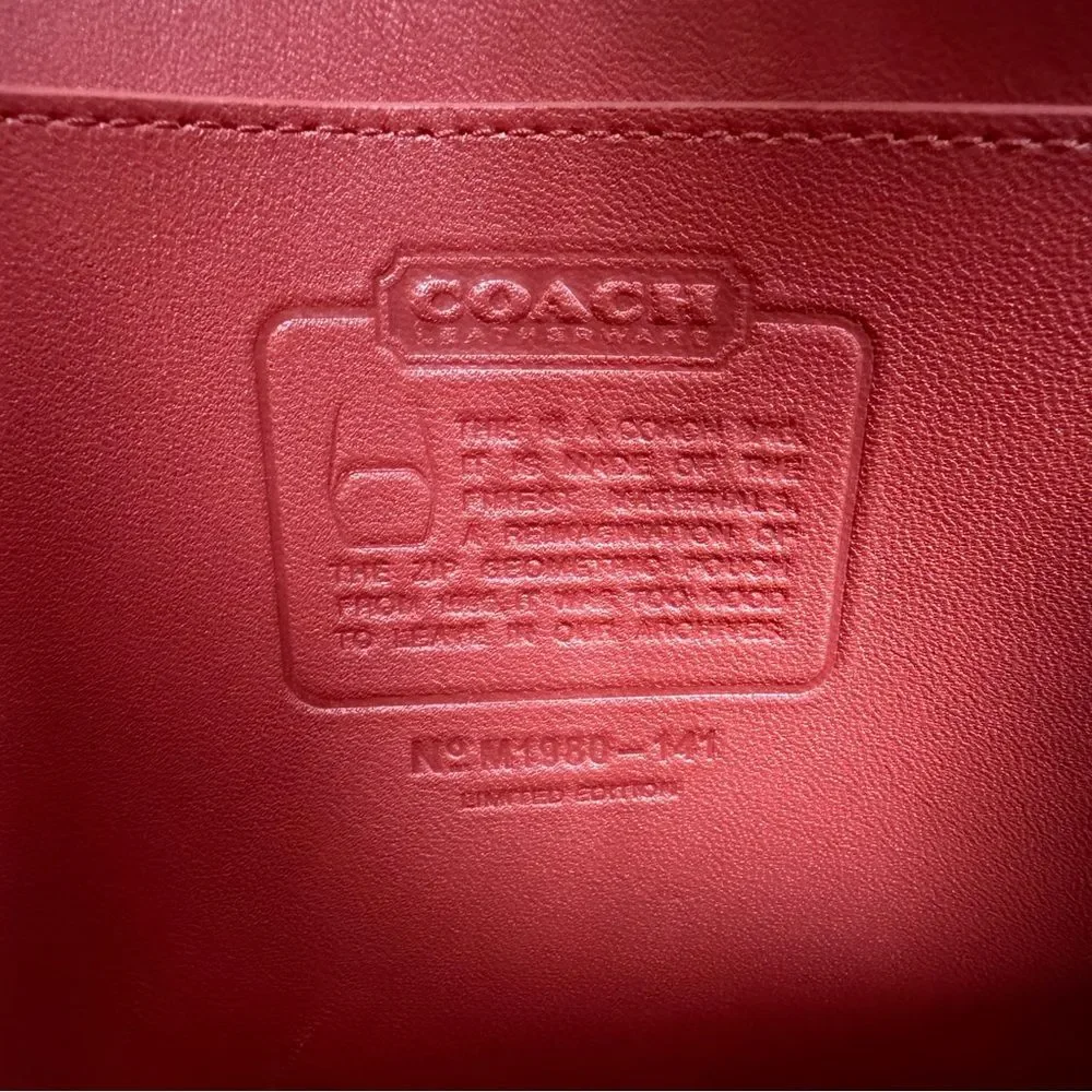 COACH Originals Archival Zip Geometric Pouch Leather Crossbody Bag Carmine Red - Picture 13 of 16